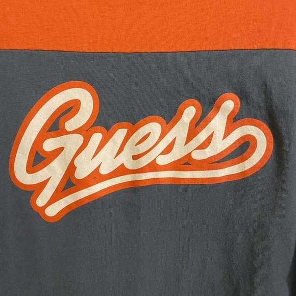*SOLD* Vintage Guess Jeans USA Orange/Blue Size L/XL Tee Shirt *Made In USA - Picture 4 of 9